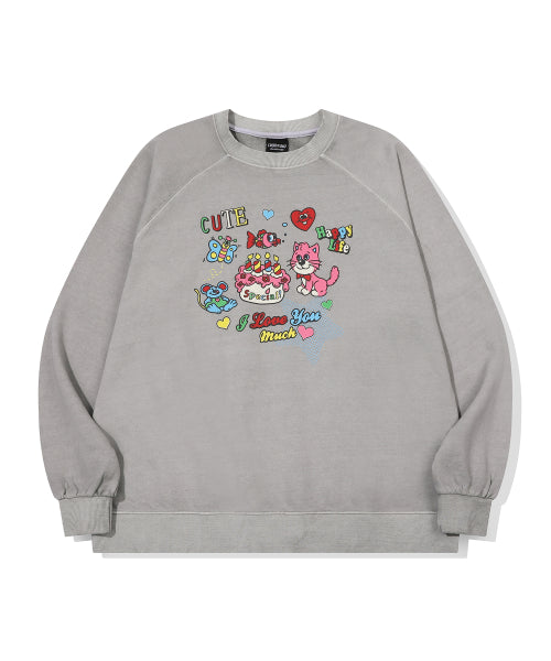 LOVE PIGMENT RAGLAN SWEATSHIRT - 2 COLORS GREY