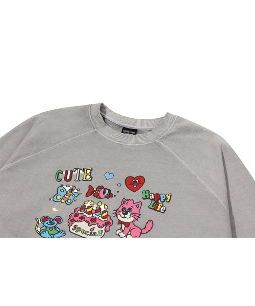 LOVE PIGMENT RAGLAN SWEATSHIRT - 2 COLORS GREY