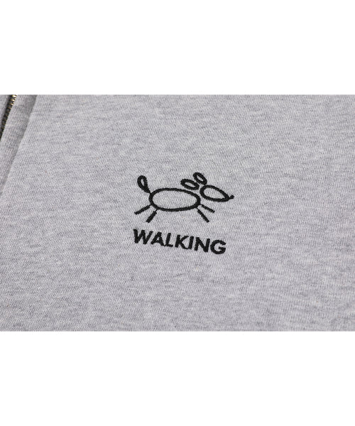 LINE WORK EMBROIDERY HOODIE ZIP-UP - 3 COLORS GREY