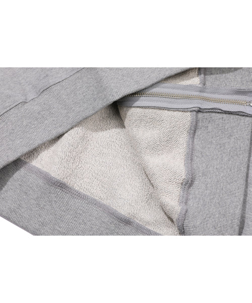LINE WORK EMBROIDERY HOODIE ZIP-UP - 3 COLORS GREY