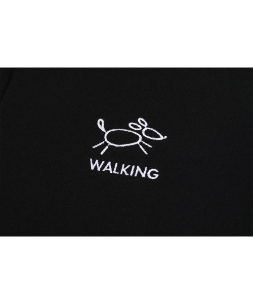 LINE WORK EMBROIDERY HOODIE ZIP-UP - 3 COLORS BLACK