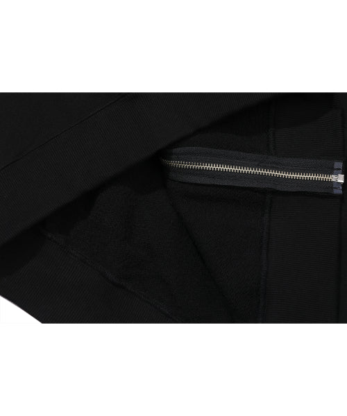LINE WORK EMBROIDERY HOODIE ZIP-UP - 3 COLORS BLACK