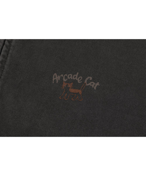 2-WAY ARCADE CAT PIGMENT HOODIE ZIP-UP SMOKE BLACK