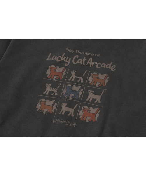 2-WAY ARCADE CAT PIGMENT HOODIE ZIP-UP SMOKE BLACK