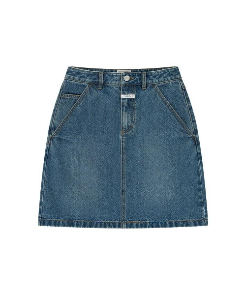 W H LINE DENIM SKIRT - 2 COLORS BLUE