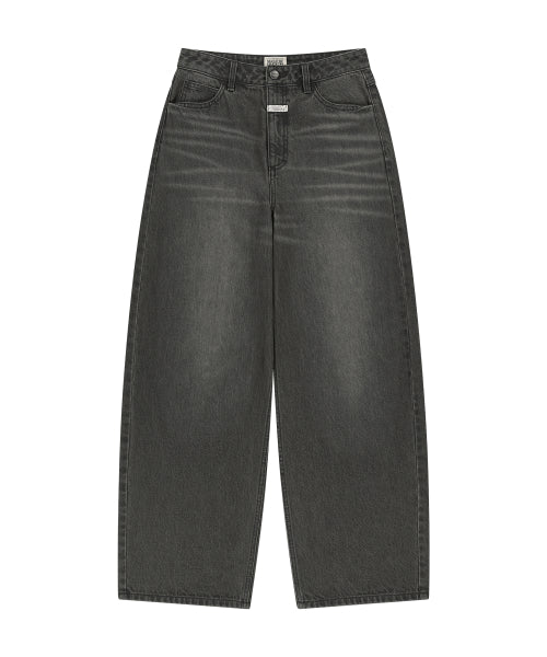 W BAGGY FIT DIRTY WASHED DENIM PANTS - 2 COLORS BLACK