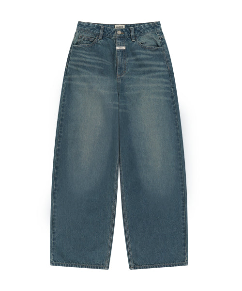 W BAGGY FIT DIRTY WASHED DENIM PANTS - 2 COLORS BLUE