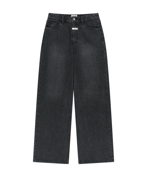 W SEMI WIDE STRIPE DENIM PANTS - 2 COLORS BLACK