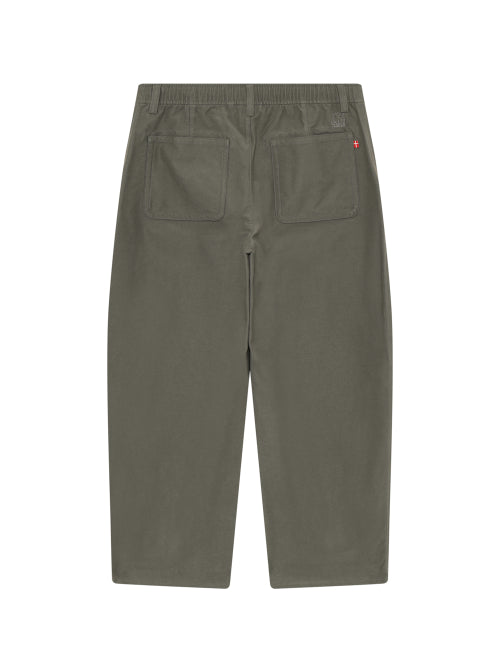 RIBE CURVED WIDE FIT PANTS - 3 COLORS KHAKI GREY