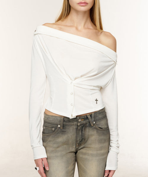 ECRU COWL TOP - 3 COLORS IVORY
