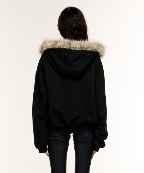 VARSITY ZIP HOODIE - 2 COLORS BLACK