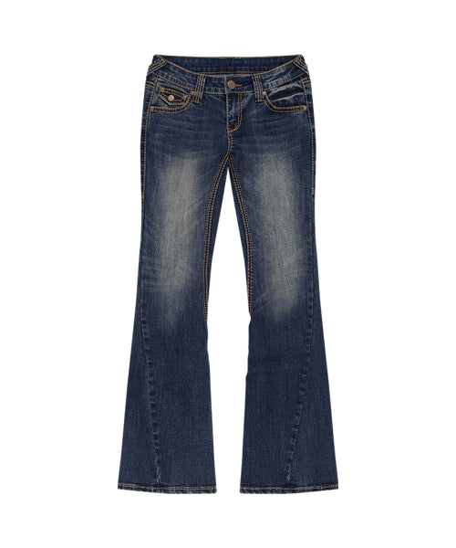 WESTERN CURVE EMBROIDERY JEANS - 2 COLORS BLUE