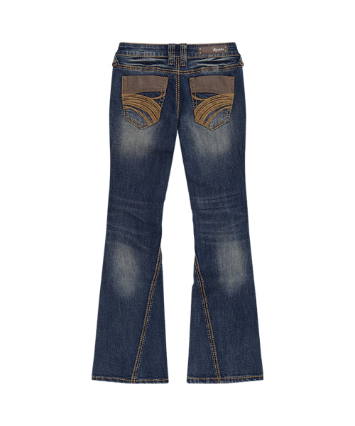 WESTERN CURVE EMBROIDERY JEANS - 2 COLORS BLUE