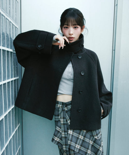BUTTON UNBALANCE MIDI SKIRT BLACK