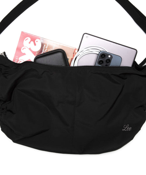 COTTON SIDE SHIRRING HOBO BAG - 2 COLORS BLACK