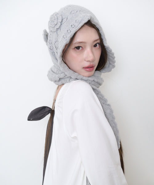 FLEUR HOOD MUFFLER - 2 COLORS GREY