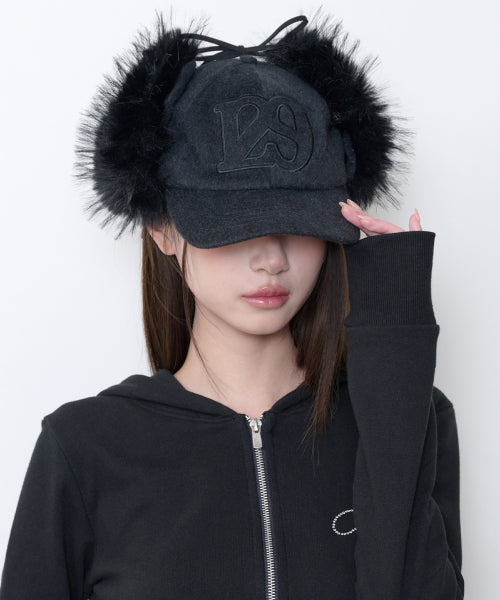 129 EARFLAP CAP - 2 COLORS BLACK