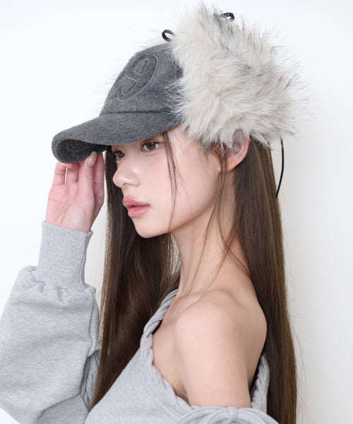 129 EARFLAP CAP - 2 COLORS GREY