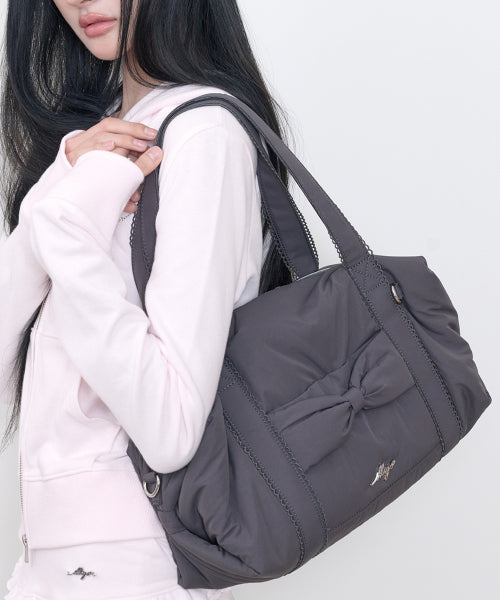 COZY BOW DUFFLE BAG - 3 COLORS CHARCOAL