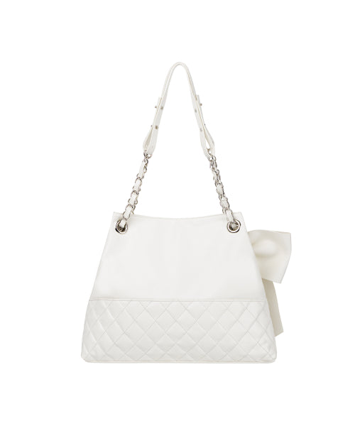 RIBBON QUILTED SHOULDER BAG - 2 COLORS WHITE