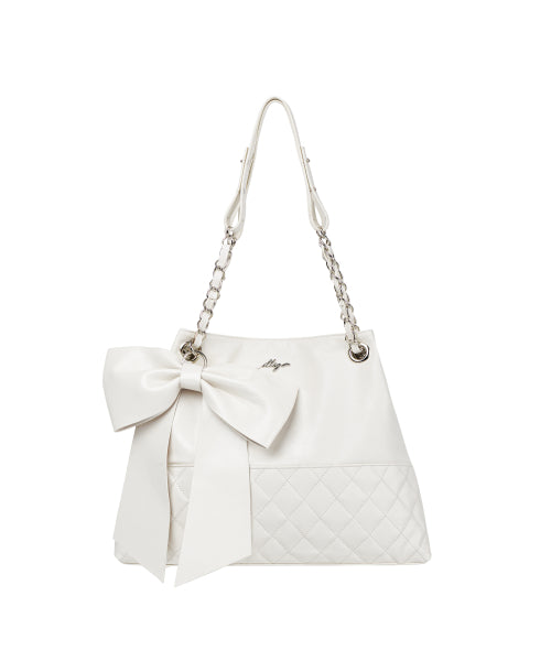 RIBBON QUILTED SHOULDER BAG - 2 COLORS WHITE