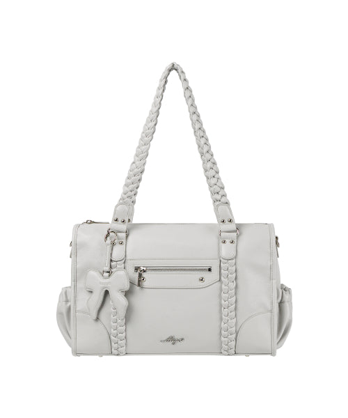 BRAIDED BIG SHOULDER BAG - 3 COLORS GREY