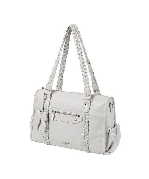 BRAIDED BIG SHOULDER BAG - 3 COLORS GREY