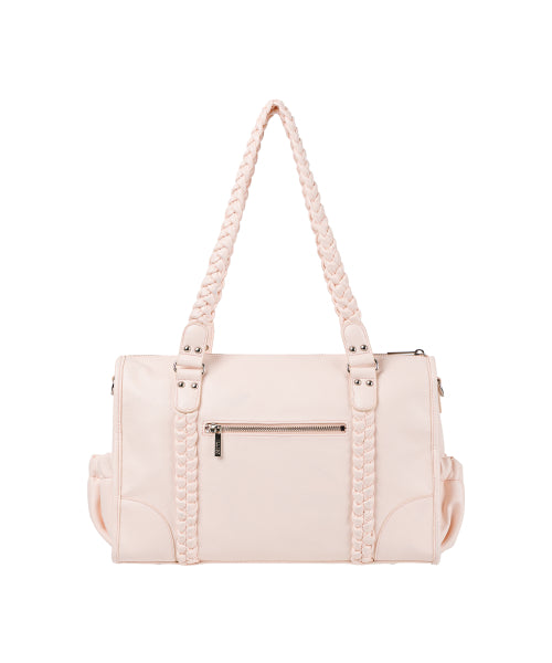 BRAIDED BIG SHOULDER BAG - 3 COLORS PINK