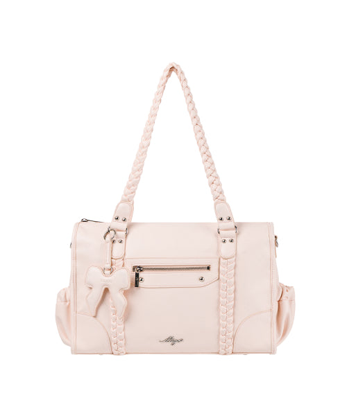 BRAIDED BIG SHOULDER BAG - 3 COLORS PINK