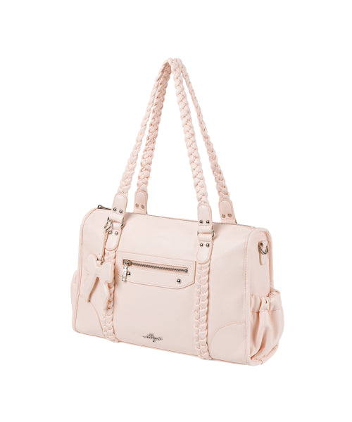 BRAIDED BIG SHOULDER BAG - 3 COLORS PINK