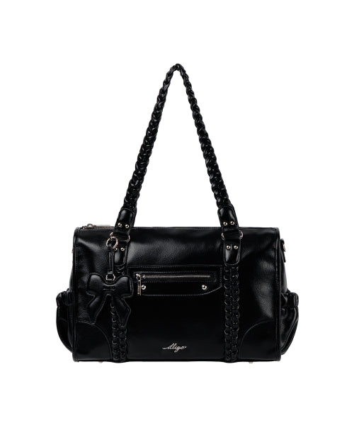 BRAIDED BIG SHOULDER BAG - 3 COLORS BLACK