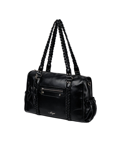 BRAIDED BIG SHOULDER BAG - 3 COLORS BLACK