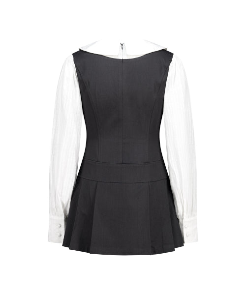 BUSTIER LAYERED DRESS CHARCOAL