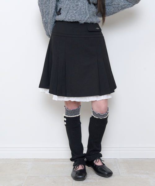 PINTUCK LACE MIDI SKIRT - 2 COLORS BLACK