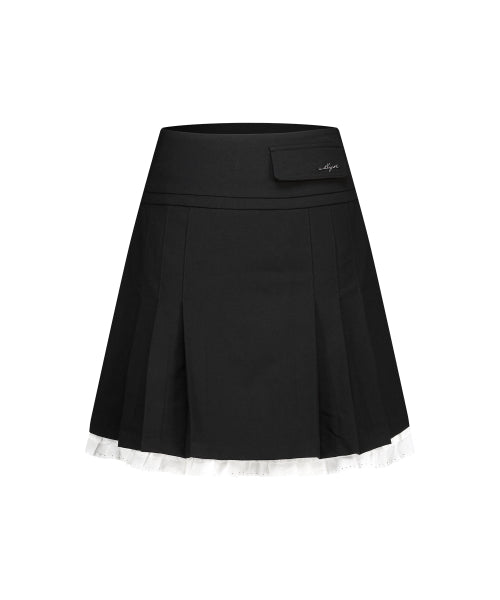 PINTUCK LACE MIDI SKIRT - 2 COLORS BLACK