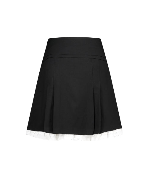 PINTUCK LACE MIDI SKIRT - 2 COLORS BLACK