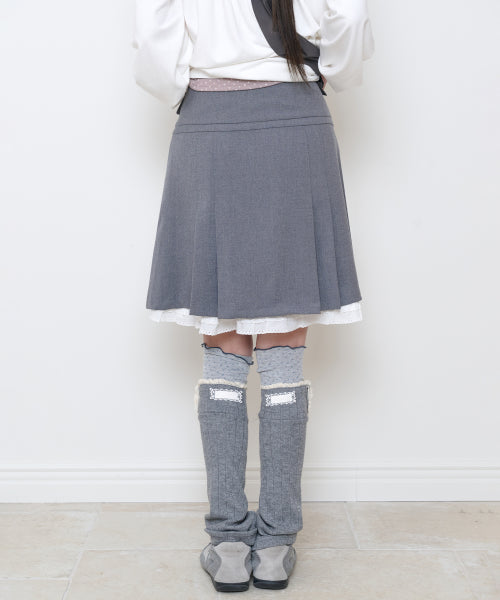PINTUCK LACE MIDI SKIRT - 2 COLORS GREY
