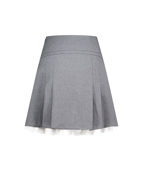 PINTUCK LACE MIDI SKIRT - 2 COLORS GREY