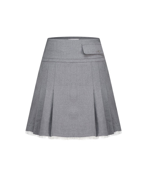PINTUCK LACE MIDI SKIRT - 2 COLORS GREY
