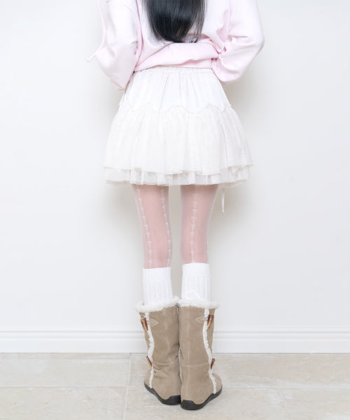 SHEER COLOR BLOCK SKIRT - 3 COLORS IVORY