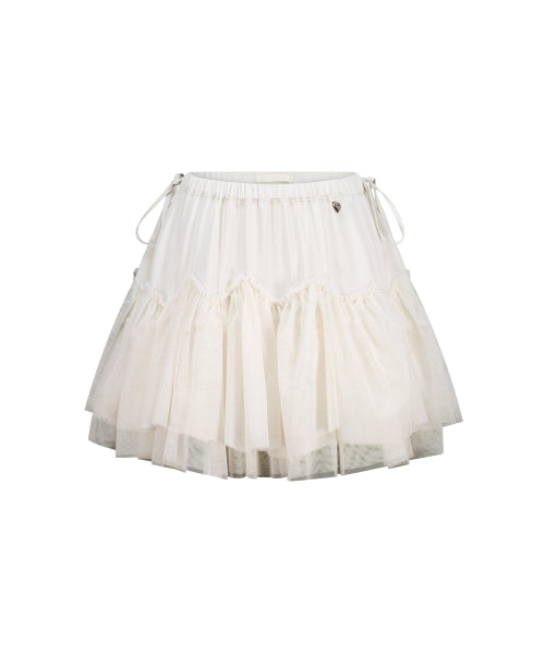 SHEER COLOR BLOCK SKIRT - 3 COLORS IVORY