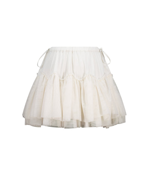 SHEER COLOR BLOCK SKIRT - 3 COLORS IVORY
