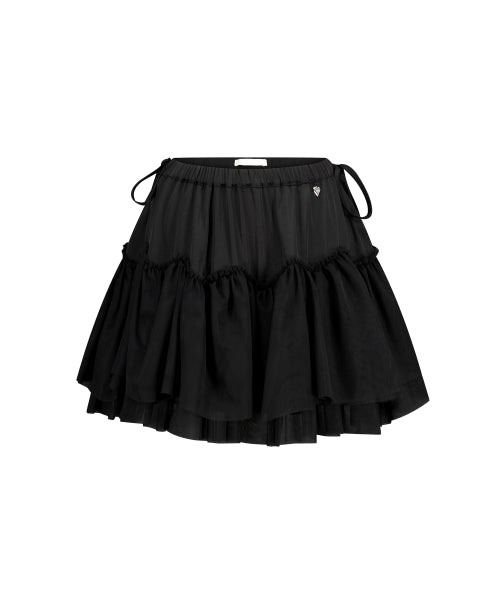 SHEER COLOR BLOCK SKIRT - 3 COLORS BLACK