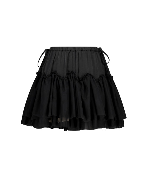 SHEER COLOR BLOCK SKIRT - 3 COLORS BLACK