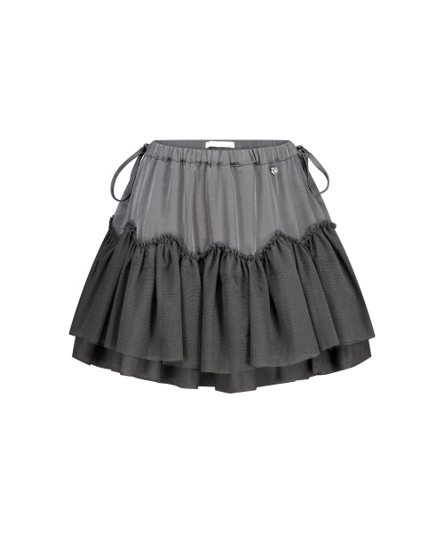 SHEER COLOR BLOCK SKIRT - 3 COLORS CHARCOAL
