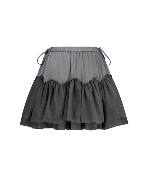 SHEER COLOR BLOCK SKIRT - 3 COLORS CHARCOAL