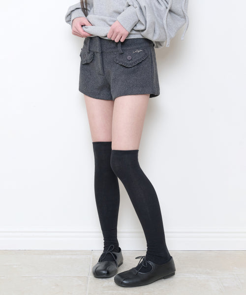 POCKET RUFFLE SHORTS - 2 COLORS CHARCOAL