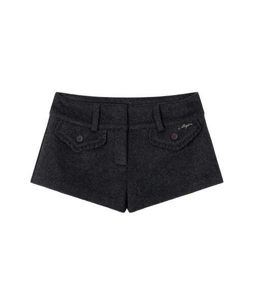POCKET RUFFLE SHORTS - 2 COLORS CHARCOAL