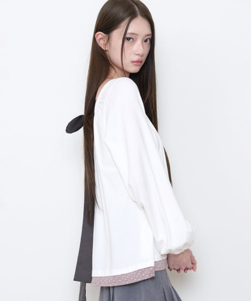 FLORAL COLOR BLOCK BUTTON TOP - 3 COLORS IVORY