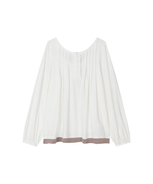FLORAL COLOR BLOCK BUTTON TOP - 3 COLORS IVORY